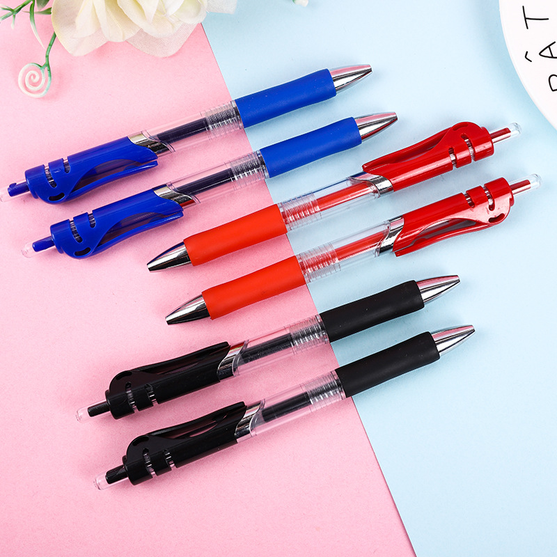 Factory Direct Sales Press Large Capacity Carbon Ball Pen 0.5 Bullet Gel Pen Pressing Pen Students' Office Stationery