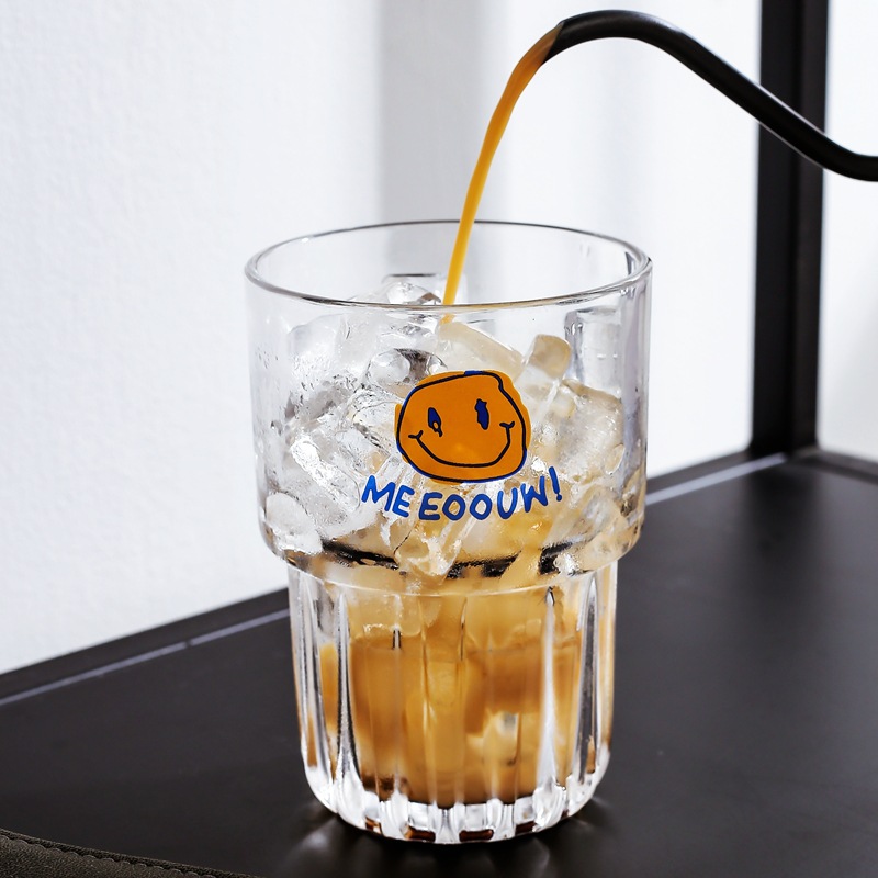 Korean Ins Style Iced Coffee Cup Milky Tea Cup Glass Cup Stackable Water Cup Cola Juice Cup