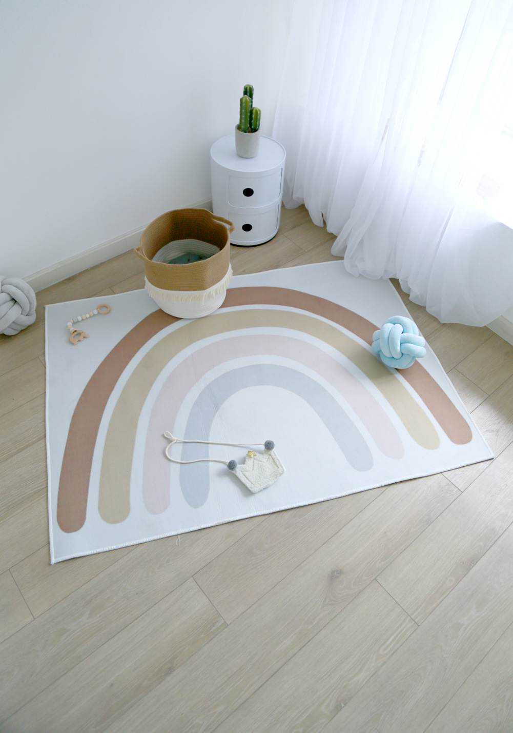 ins北欧儿童房彩虹地毯爬行毯可爱宝宝游戏爬行滑梯地垫儿童摄影
