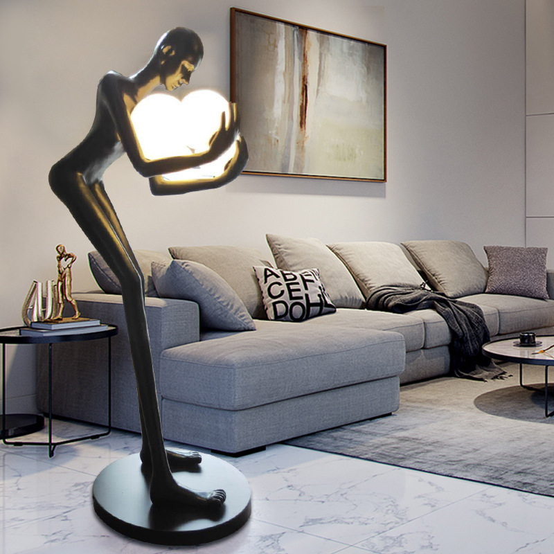 Post-Modern Humanoid Sculpture Ball Floor Lamp Designer Hotel Lobby Living Room Creative Large Human Body Floor Lamp