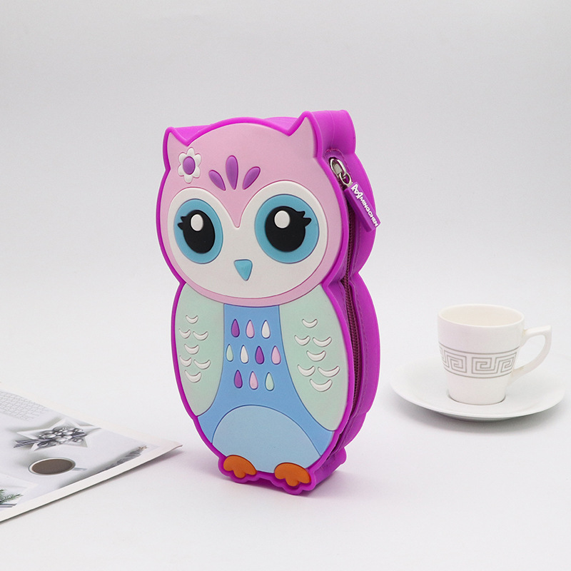 Owl Pencil Case Cartoon Silicone Pencil Case Large Capacity Decoration Small Items Buggy Bag Customizable Manufacturer