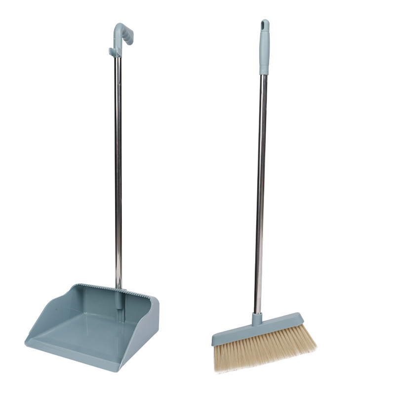 Wholesale Household Cleaning Broom Dustpan Set with Scraping Teeth Non-Stick Hair Soft Wool Plastic Cleaning Broom 0678