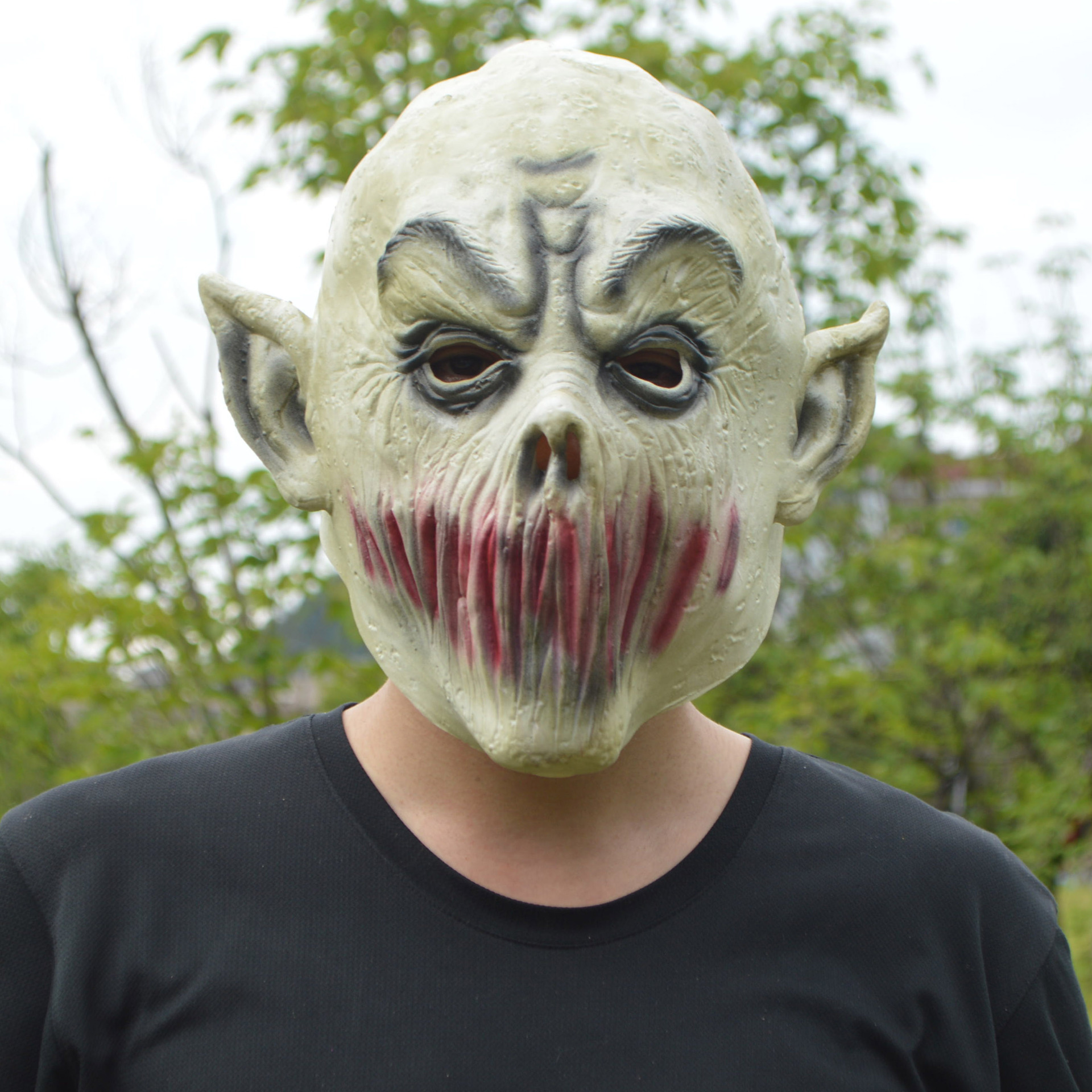万圣恐怖鬼脸面具 舞会派对影视道具 整蛊吓人头套无唇蝙蝠怪面具