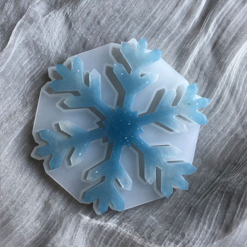圣诞雪花杯垫硅胶模具,翻糖软陶黏土滴胶石膏汽车摆件硅胶模具