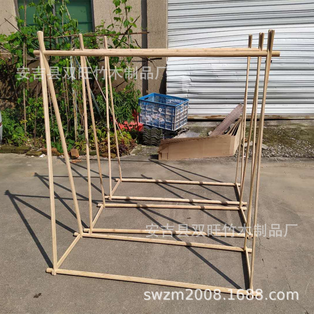 多功能可拆卸户内户外落地式竹制晒衣架 衣帽架 防腐环保经久耐用