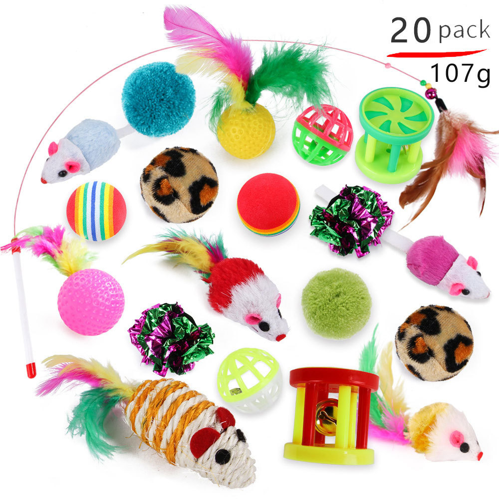 Summary Pet Cat Toy Set 21 Pieces Cat Channel Cat Teaser Plush Mouse Amazon Assembled Toys