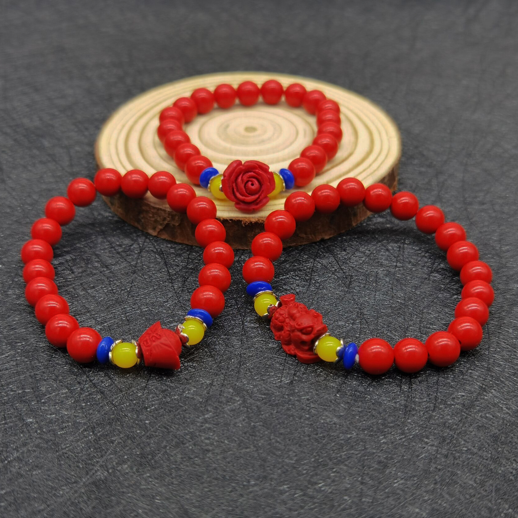 旅游景区热卖朱砂红手链本命年情侣款招财貔貅手串金店引流小礼品