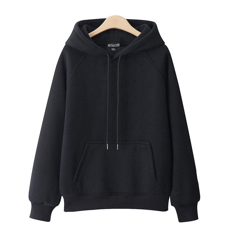 100% Cotton Casual Hooded Pullover Thickened Fleece-lined Solid Color New Spring and Autumn All-Match Loose Japanese Style Women's Sweater