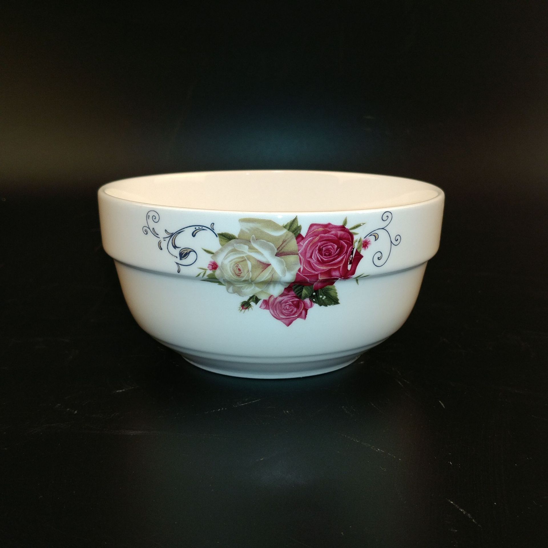 5寸护边碗圆形带花陶瓷碗 2元瓷碗批发 2元小商品批发