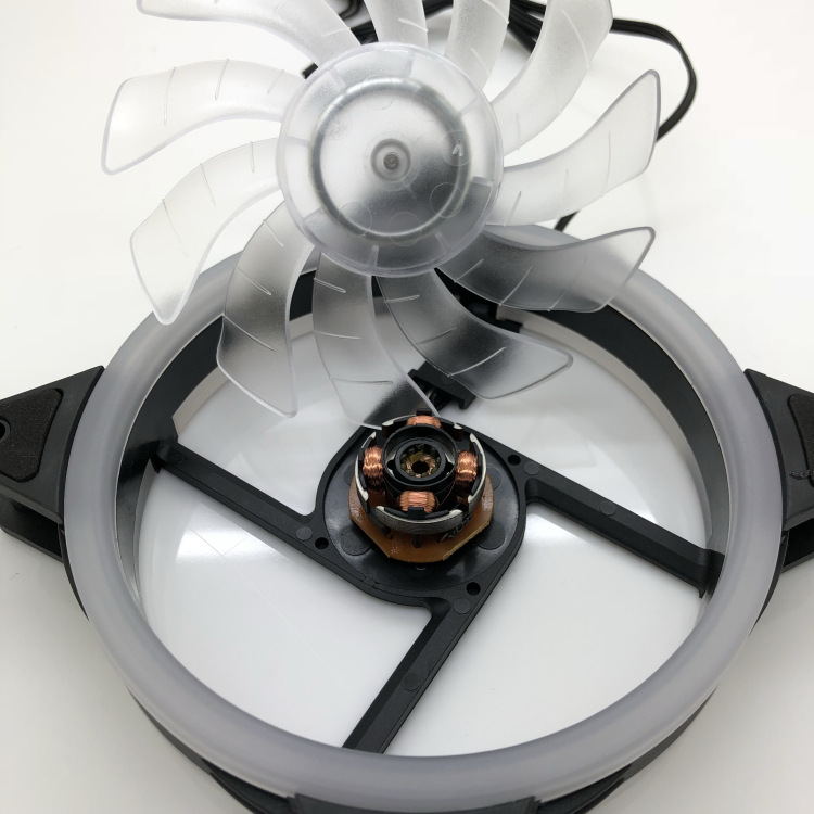 台式主机电脑机箱风扇12cm双极光rgb日食led变色双光圈静音散热