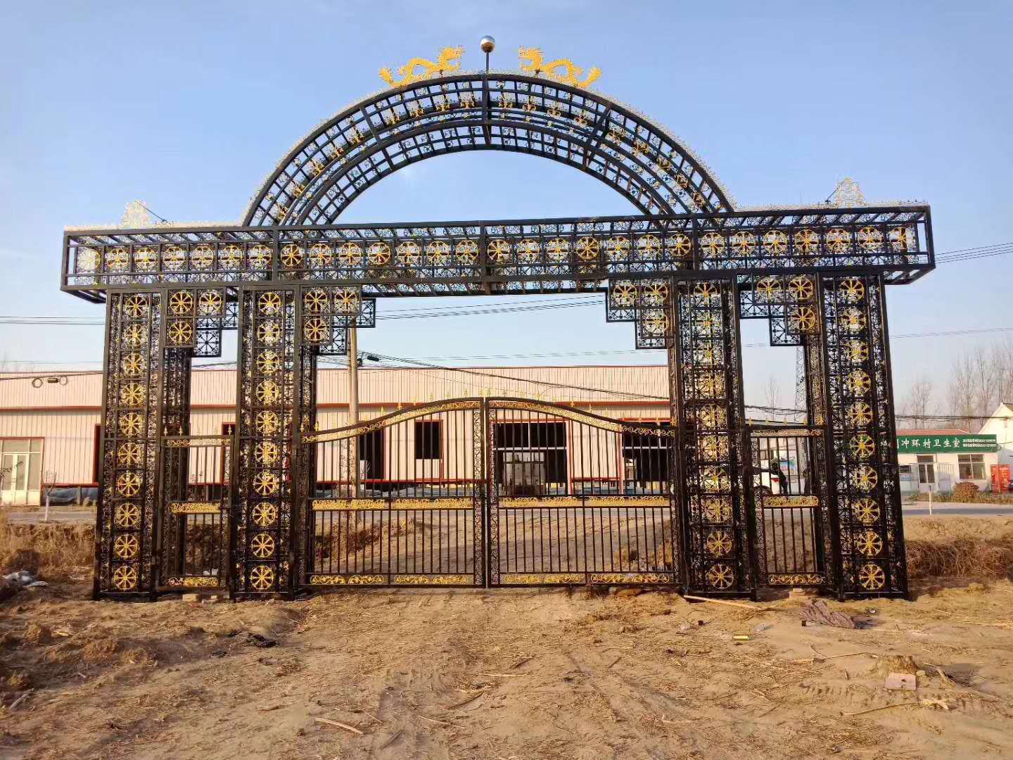 浙江台州销售铁艺牌坊建筑装饰围栏镀锌钢管栏杆铸铁牌坊