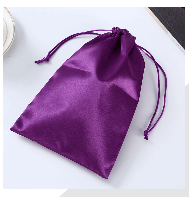 紫色束口袋 手机化妆品小物件收纳束口袋 定制绒布拉绳封口包