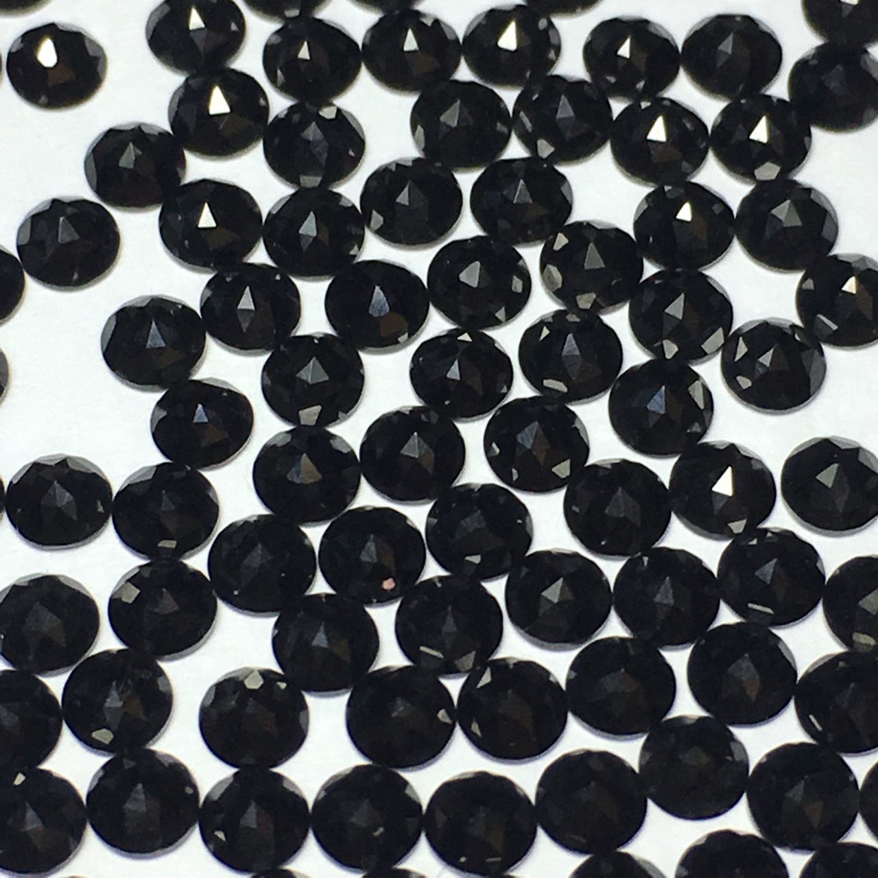 天然黑尖晶圆形平底玫瑰切工3mm 首饰饰品配石