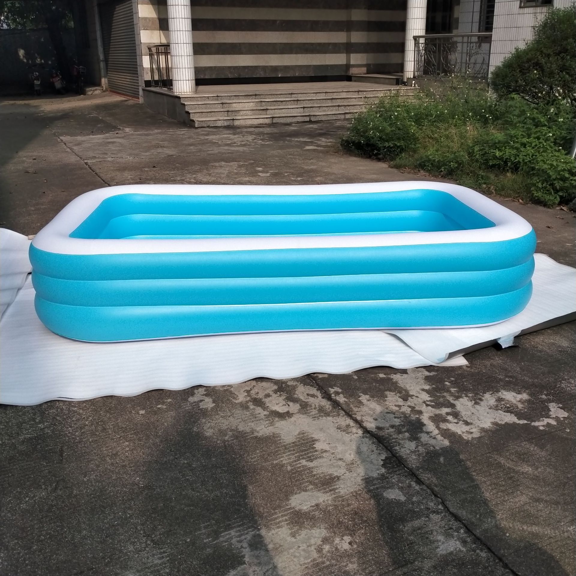 印花充气三层游泳池 儿童pvc水池3米游泳池305cm充气水池