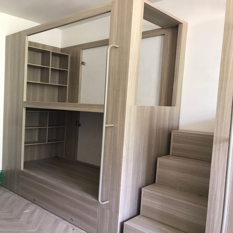 简约现代员工公寓实木床大学生宿舍单人双层上下铺床网红太空舱床