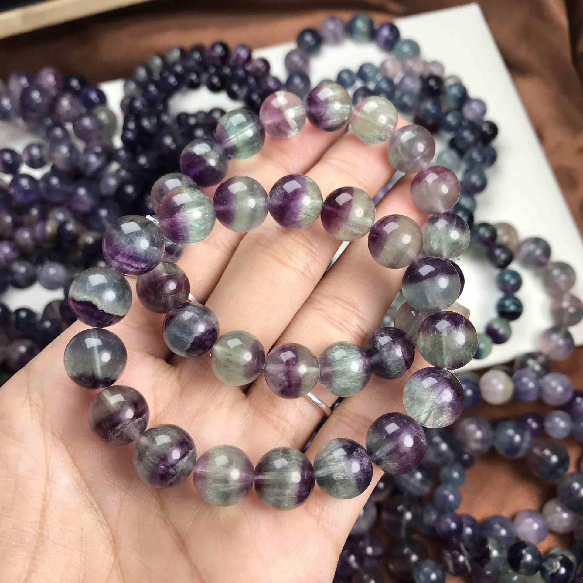 雅志博珠宝天然千层渐变色拉丝蓝紫萤石手链