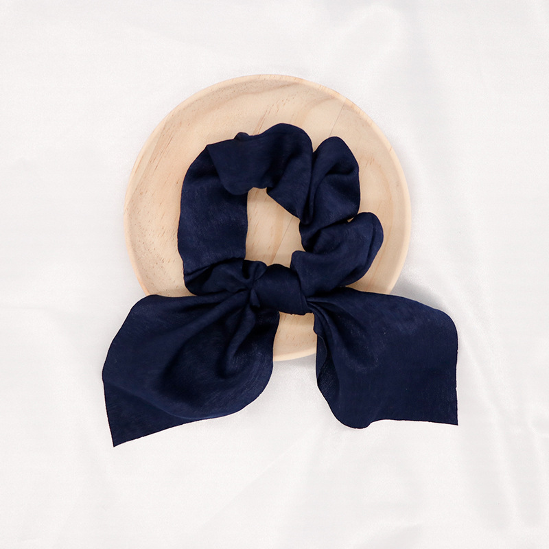 韩国东大门流苏打结发绳纯色绸缎兔耳朵发圈飘带百搭蝴蝶结大肠圈