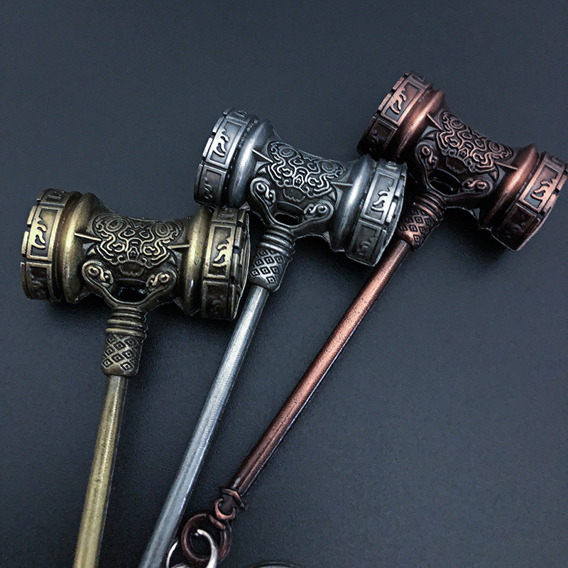 动漫周边斗罗大陆武魂唐三昊天锤中号12cm武器模型金属钥匙扣玩具