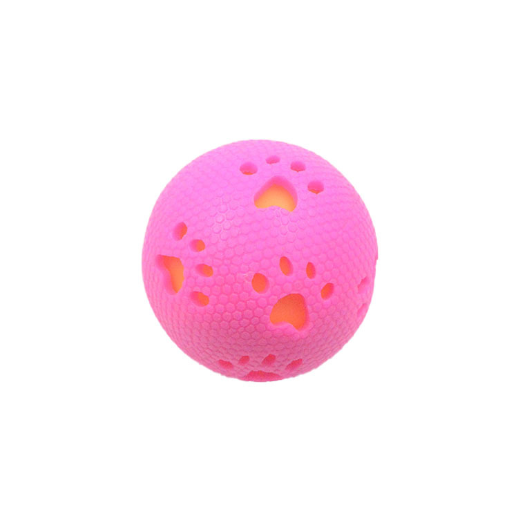 Cross-Border New Arrival Pet Toy Hollow Footprints Vocal Ball Bite-Resistant TPR Dog Toy Rubber Bouncy Ball