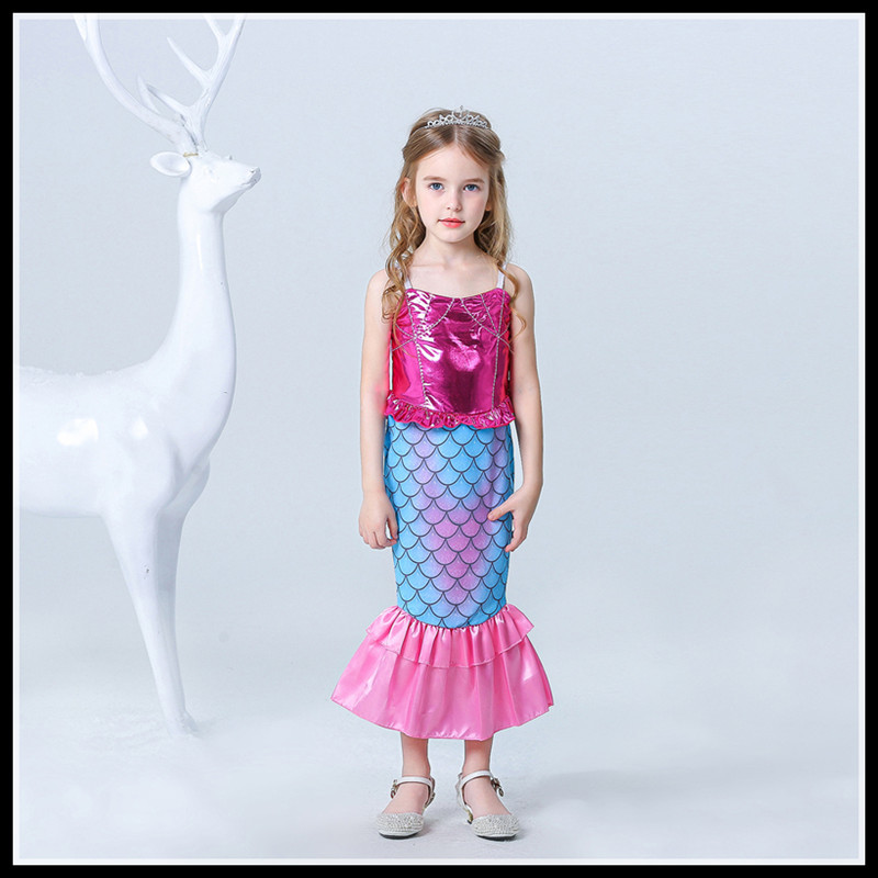 儿童服装 跨境可爱万圣节童装ins美人鱼公主裙女童连衣裙一件代发