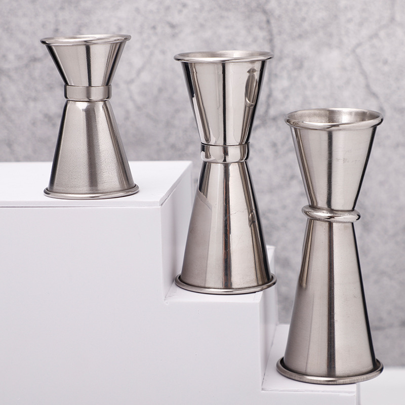 304不锈钢盎司杯量酒器皿双头量杯鸡尾酒挑酒杯不锈钢双头卷口杯