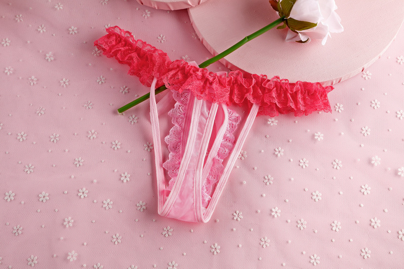 批发情趣内裤 性感女式开档蝴蝶结珠珠蕾丝丁字裤 5038