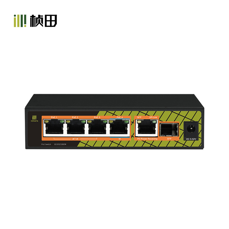桢田6口gnt-p1006g6全千兆poe供电标准交换机 受电级联1光纤sfp口