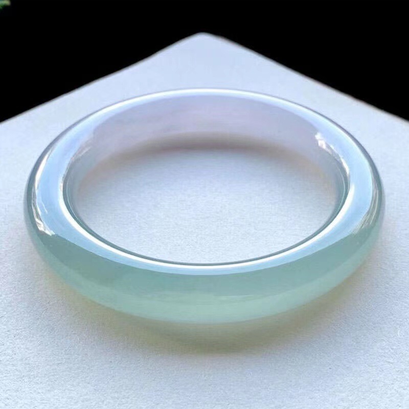 缅甸老坑翡翠玉手镯圆条冰种水润晴水翡翠玉镯子女士飘花手镯时尚