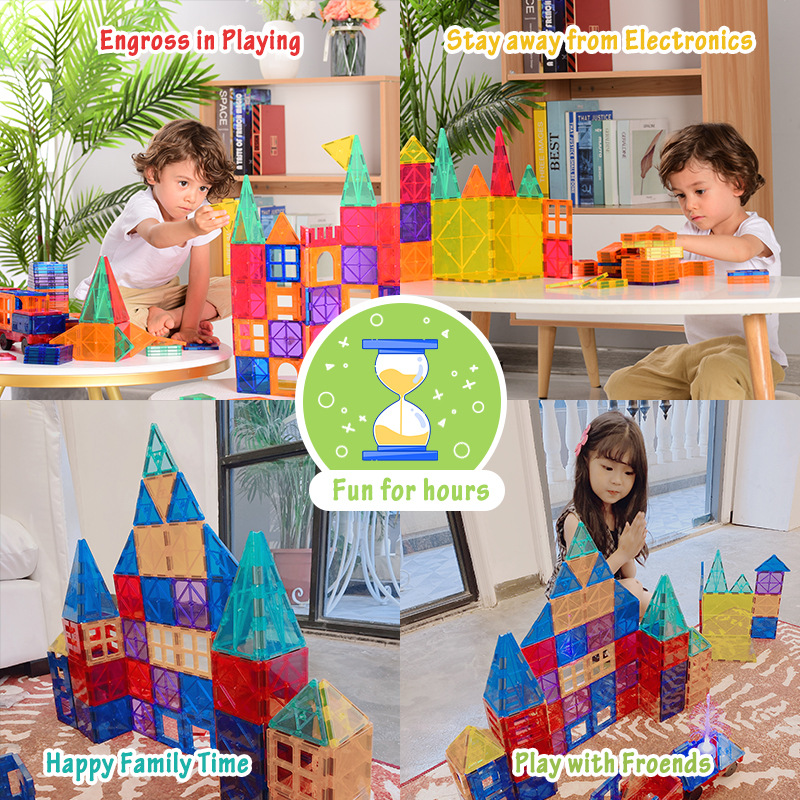 Children's Educational Colored Window Magnetic Sheet Colorful Magnetic Building Blocks Toys English Color Box Packaging Cross-Border