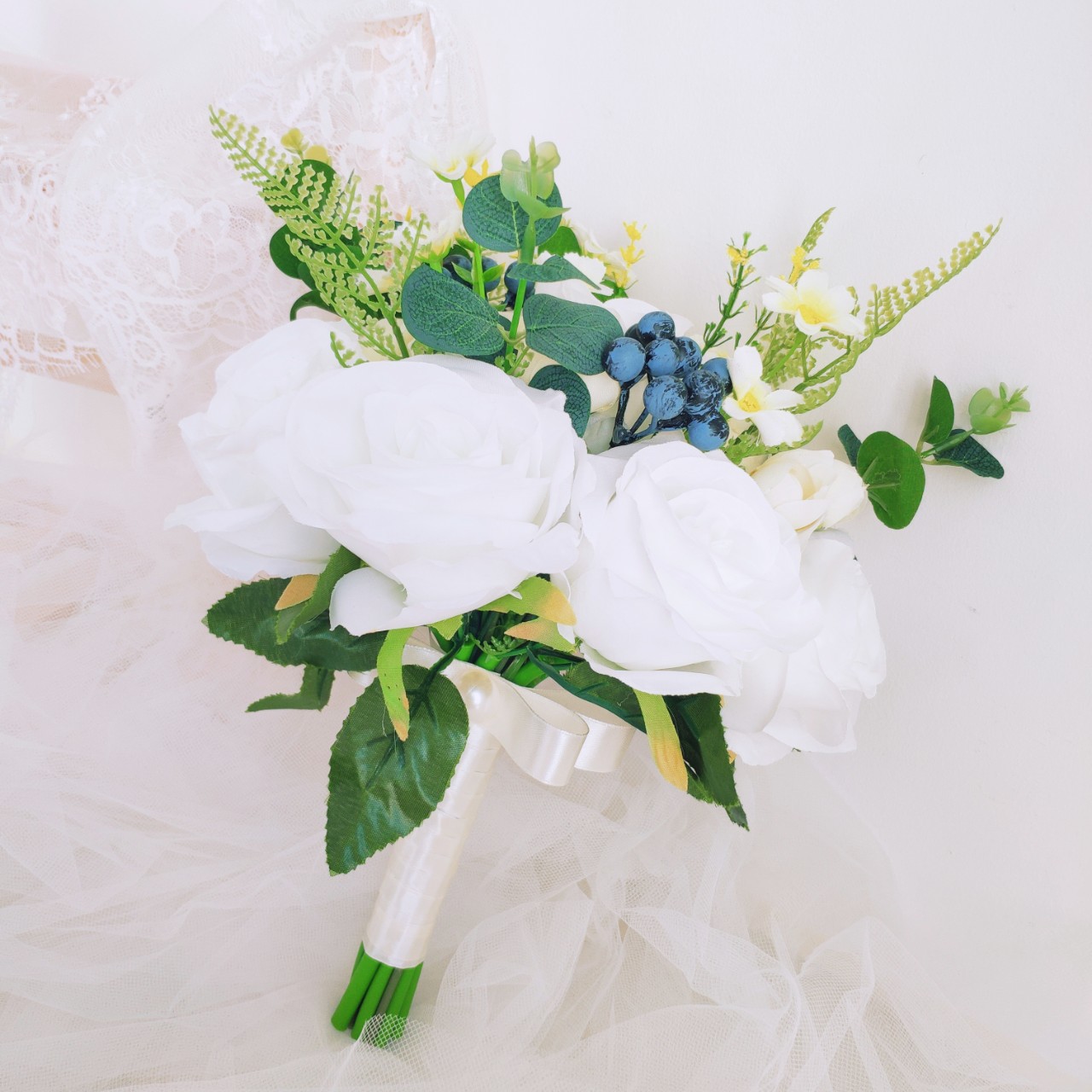 欧美仿真新娘手捧花婚礼户外唯美清新影楼拍照沙滩旅拍韩式森系