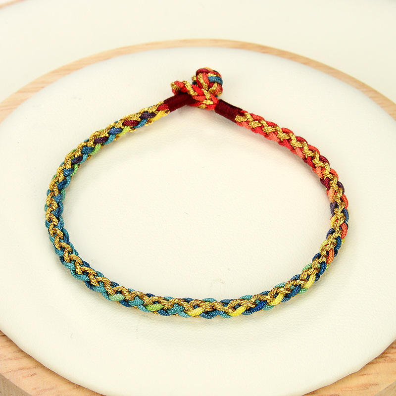 新款工厂专业定制直供彩色玉线绳8股手工编织手绳手链可加硬金银