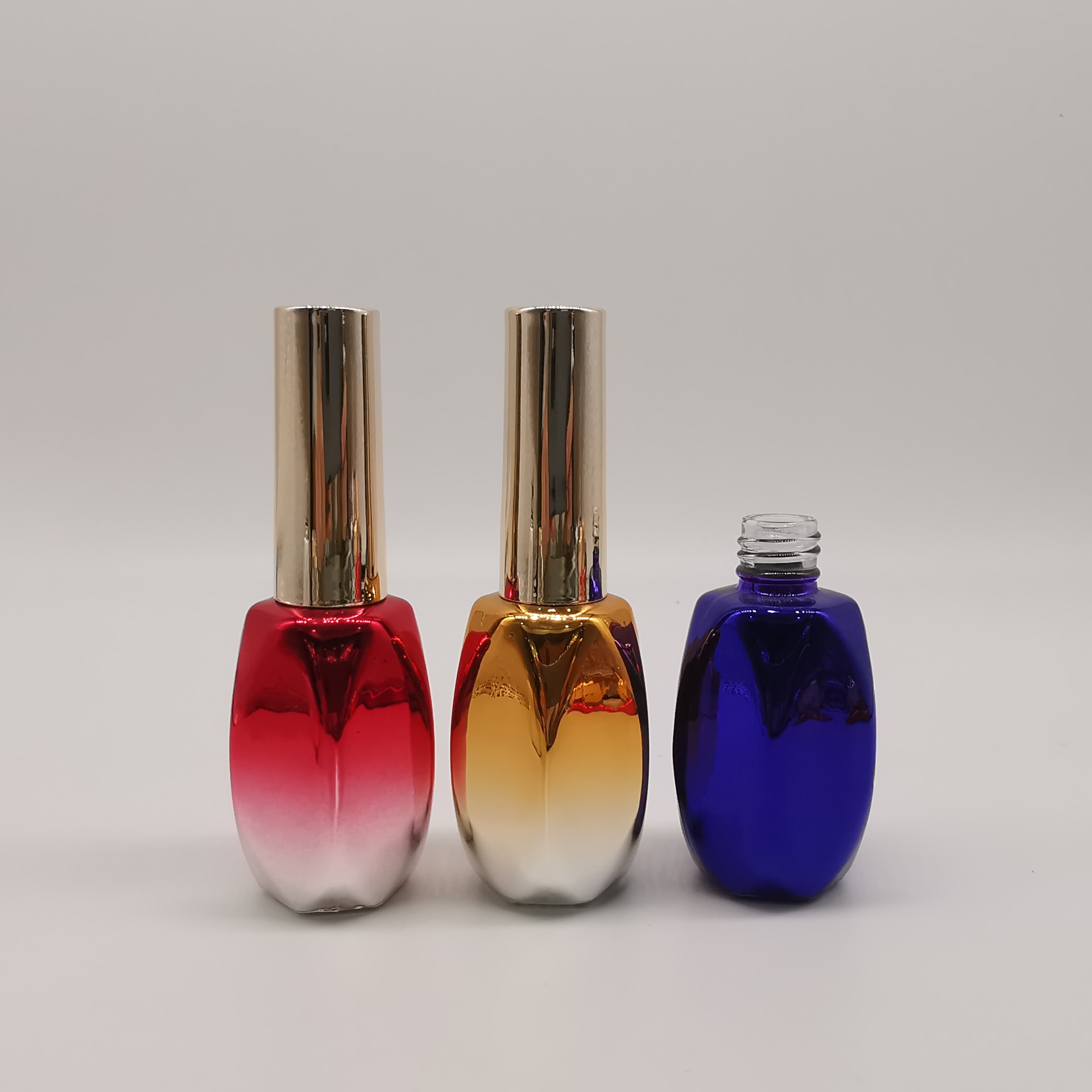 新款14ml电镀指甲油瓶 指甲胶瓶14ml六面甲油胶瓶 多面可印刷logo