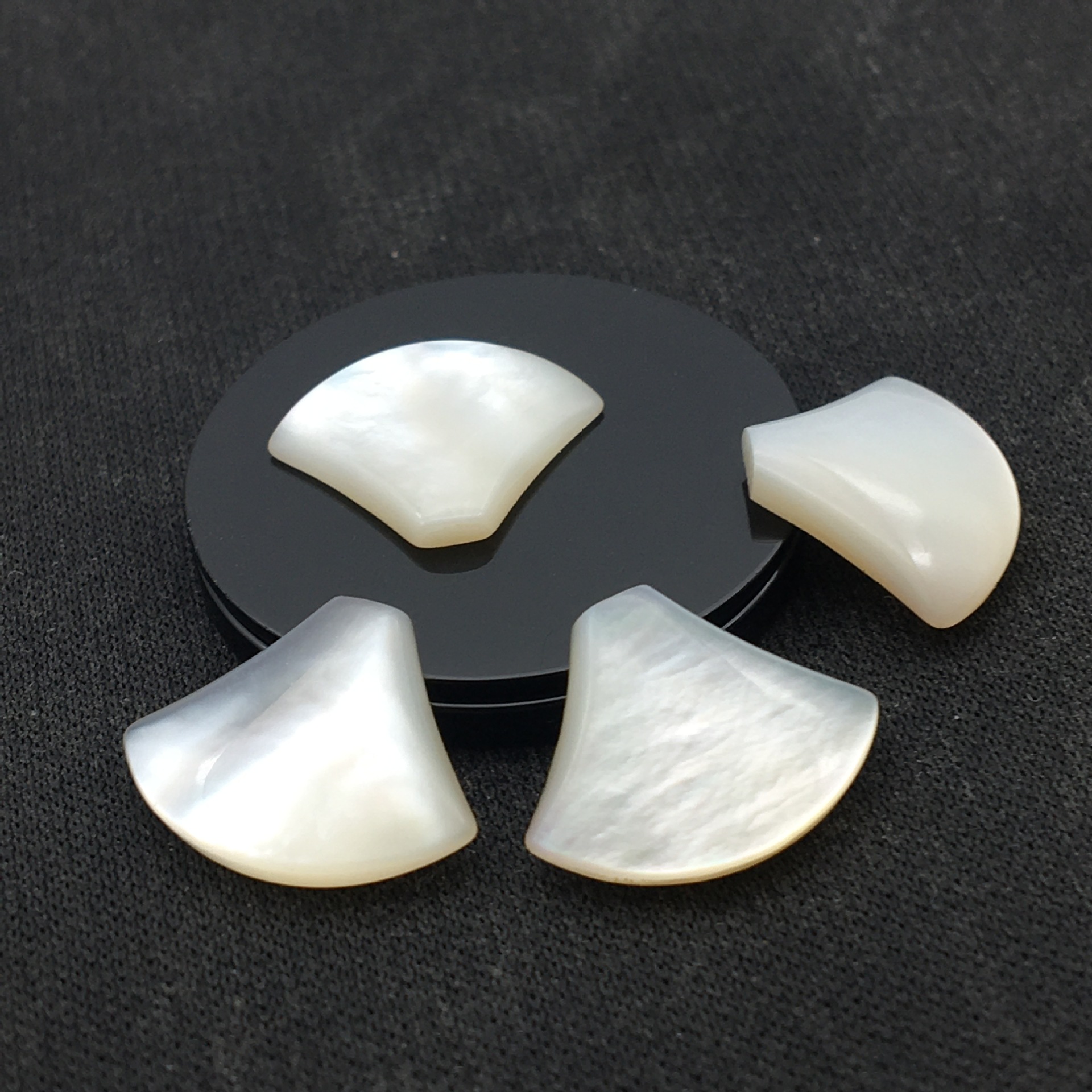 现货批发白贝母扇形小裙子白贝平底仆面戒面半成品配饰