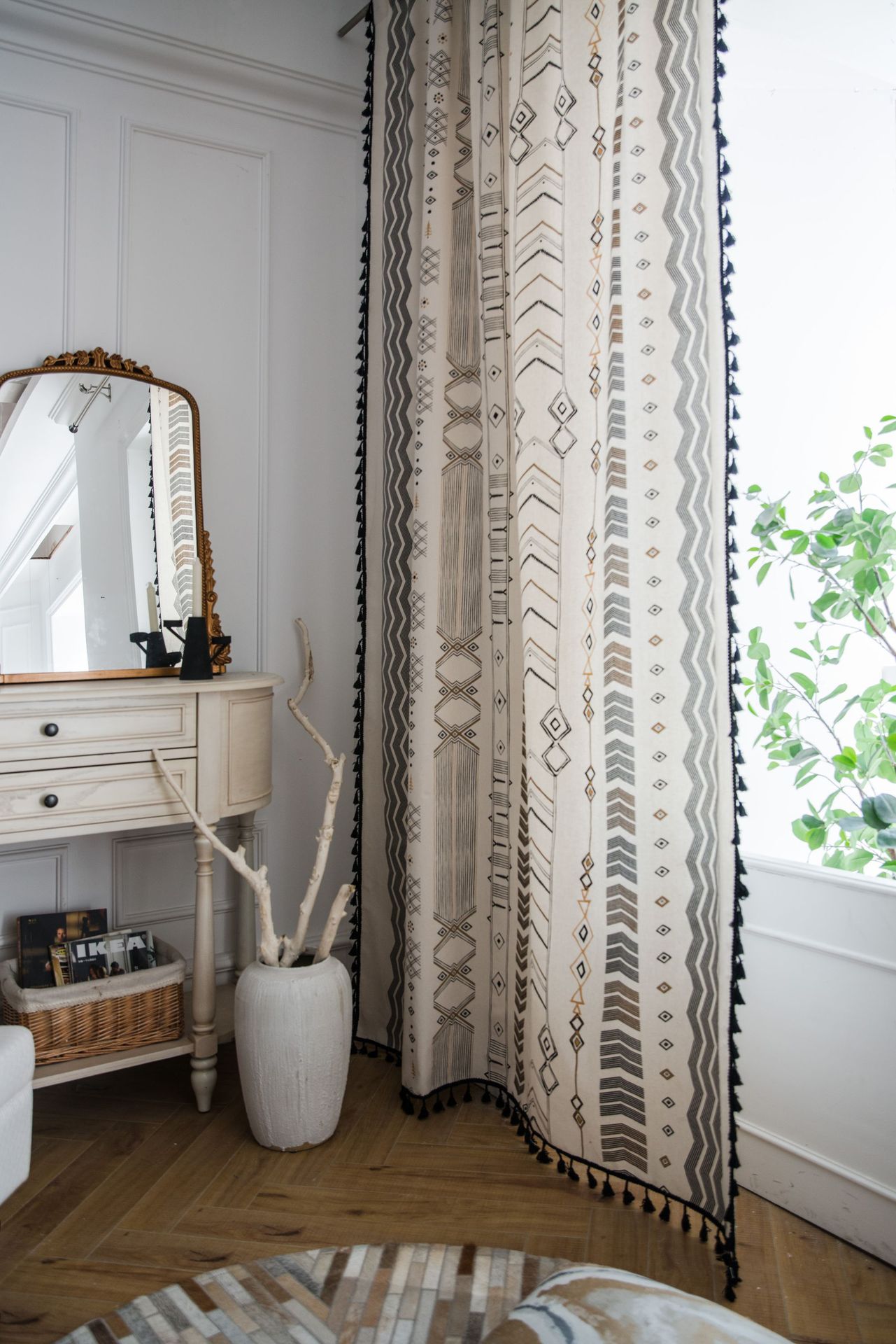 窗帘棉麻印花窗帘成品美式乡村波西米亚风厨房帘工厂直供