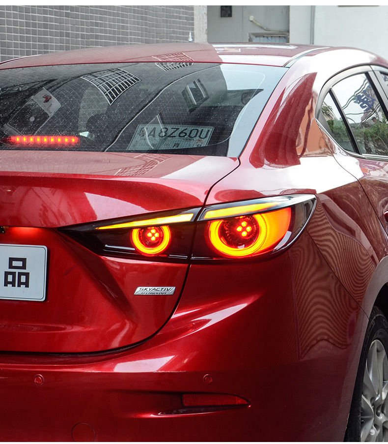 适用于马3昂克赛拉尾灯总成改装三厢昂克塞拉熏黑led流光转向行车