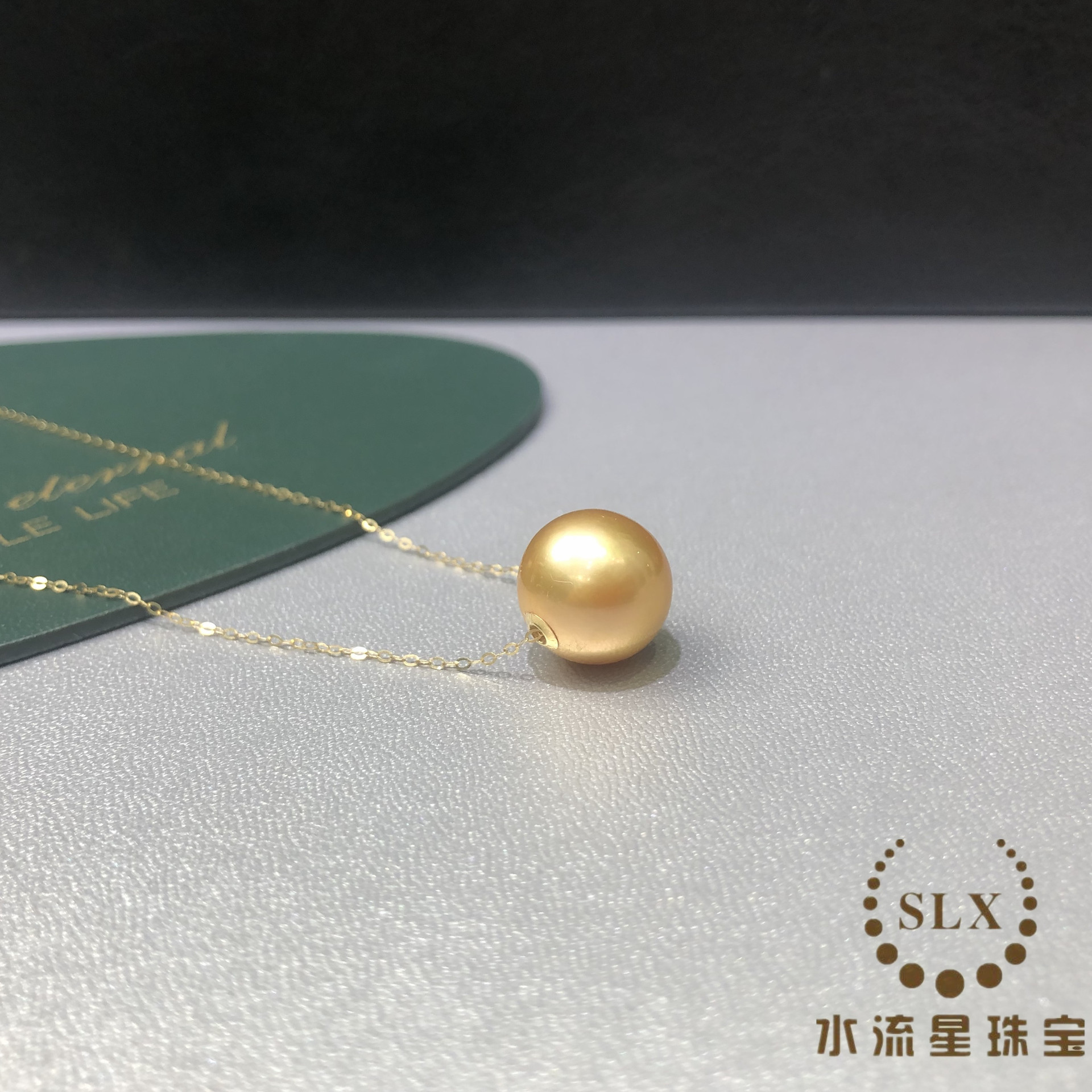 典雅款g18k路路通珍珠项链9-10mm品质海水金珠节日送礼一件代发