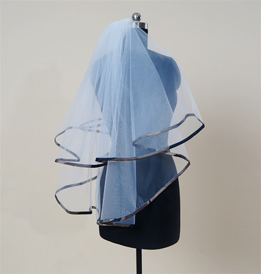 2020迷彩包边头纱欧美新娘迷彩头纱军人婚礼面纱工厂直销