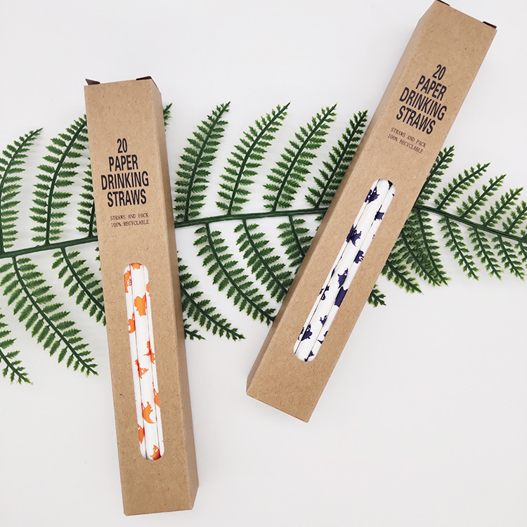 厂家热销牛皮纸包装套装纸吸管质地硬朗可降解一次性纸吸管