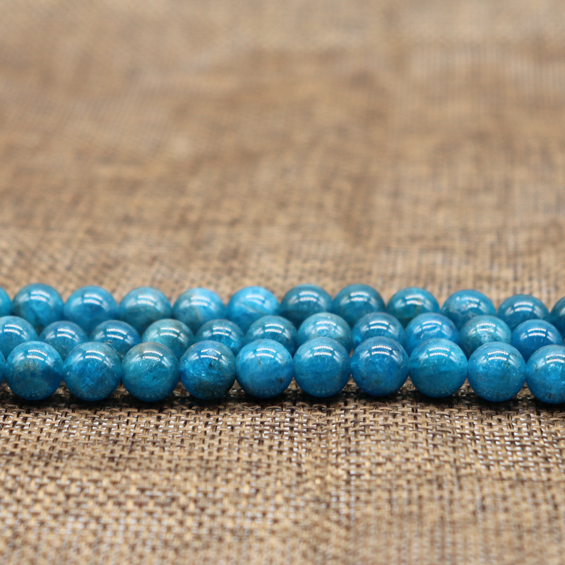 赫隆饰品 天然磷灰石散珠 半成品圆珠 串珠 diy饰品配件 厂家批发