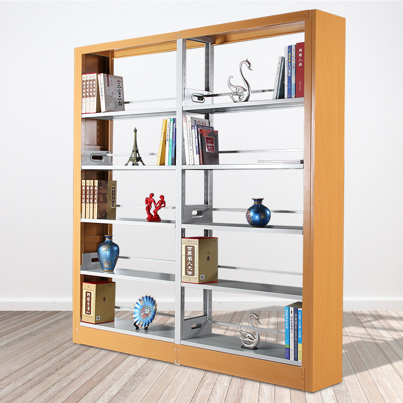 钢制书架学校图书馆阅览室书店书籍室单双面铁书架落地资料档案架