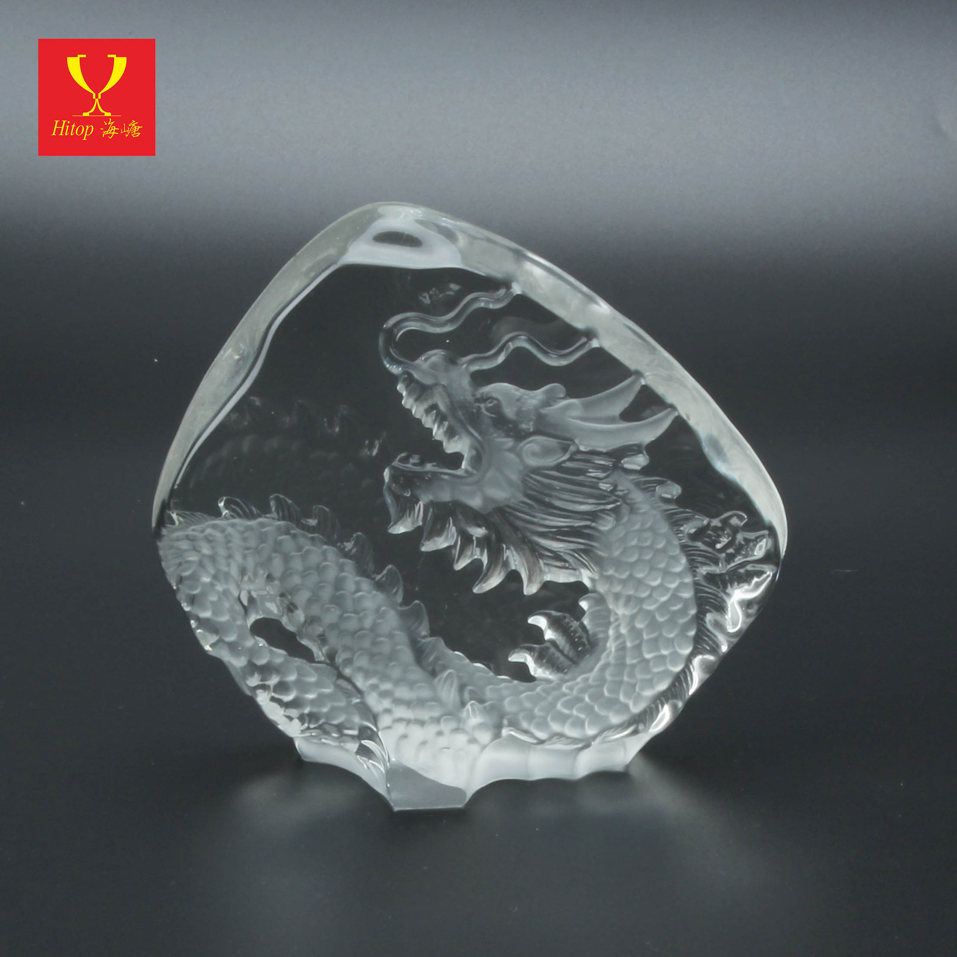 海嵣水晶摆件 定制水晶龙图腾摆件 办公室工艺装饰摆件商业礼品