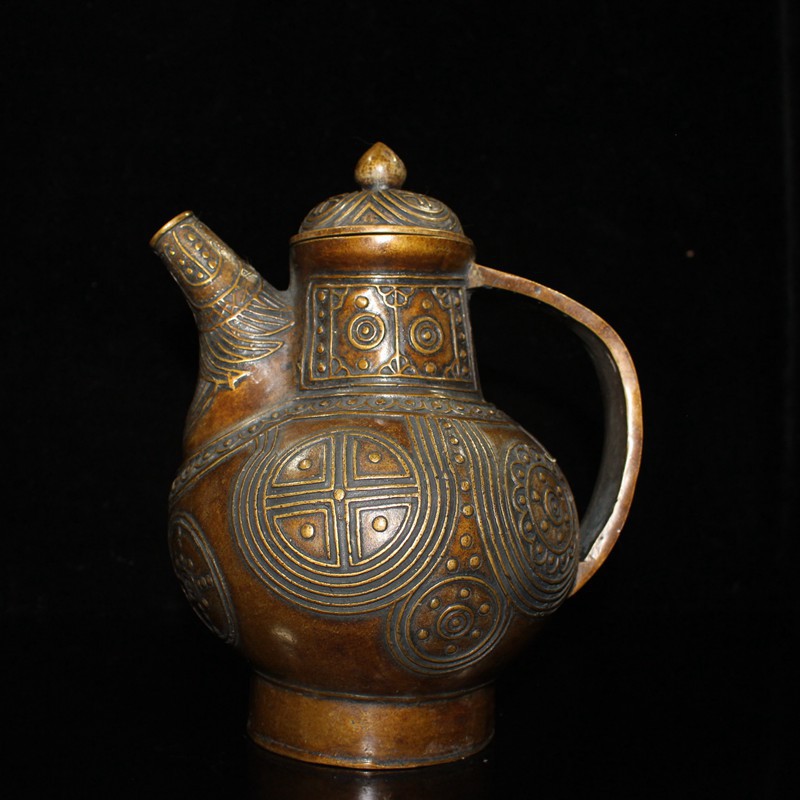 黄铜回头纹酒壶酒壶古董古玩收藏仿古铜制工艺品古玩杂项批发