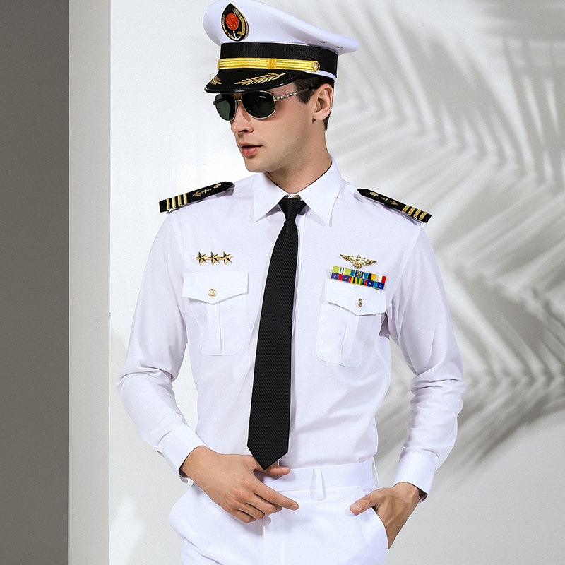 男海员制服衬衫 海员 演出服 航空制服 高档服装 送肩章胸章领带