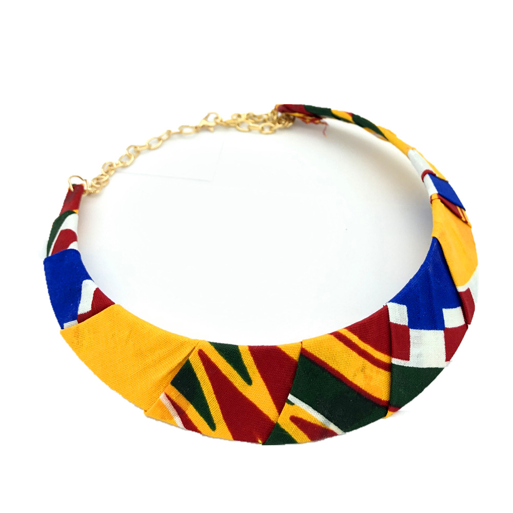 非洲风情项圈choker颈圈女项链套装 布编织亚马逊爆款necklace