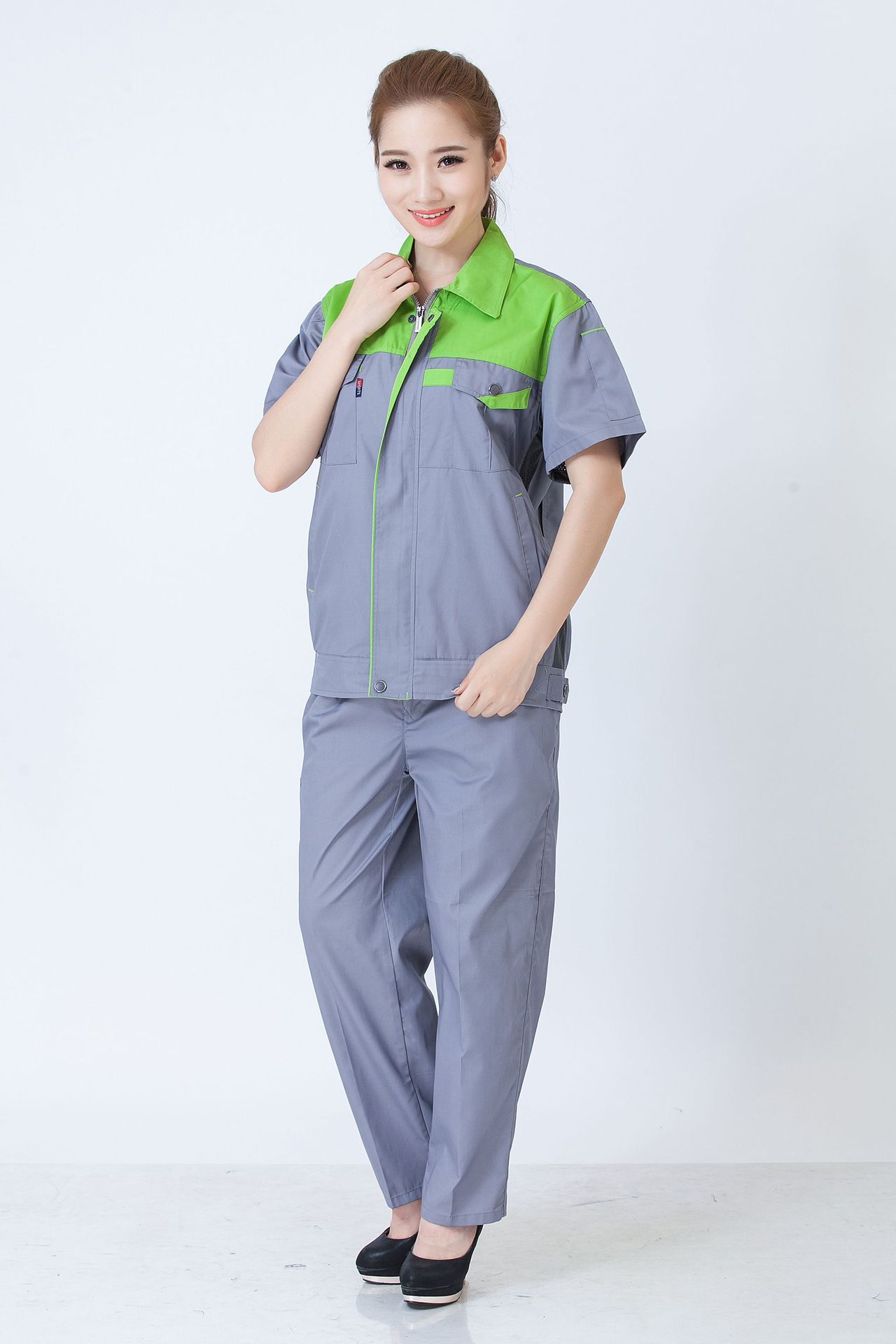 工作服夏季短袖车间工装套装男女定制工衣厂服汽修半袖劳保工作服