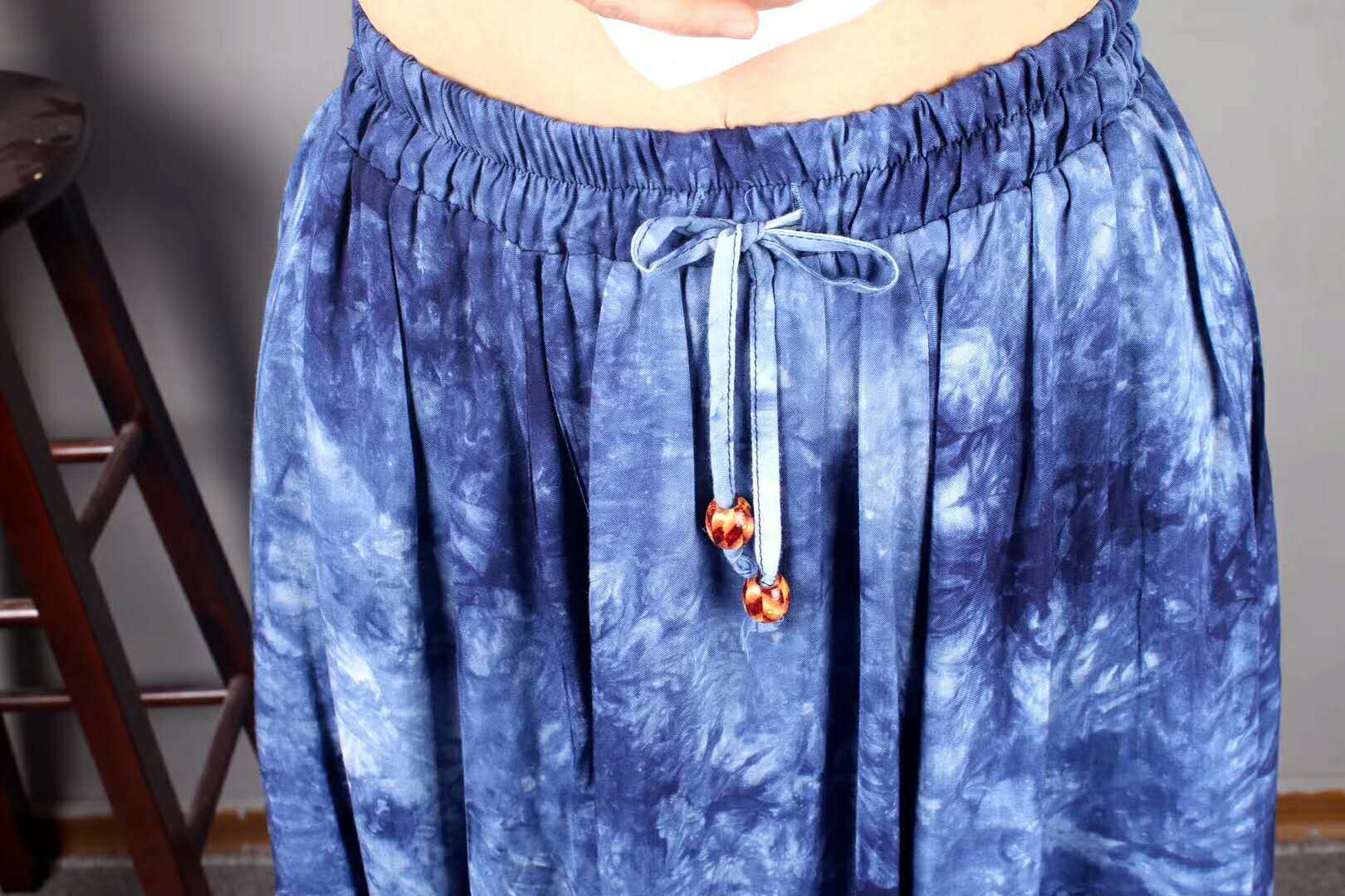 袖美江南 女扎染棉半身裙 时尚民族风女长裙 批发代销一件代发