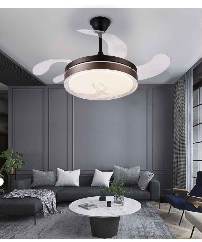 北欧创意吸顶风扇灯一体客厅吊扇灯轻奢隐形餐厅卧室带电风扇吊灯
