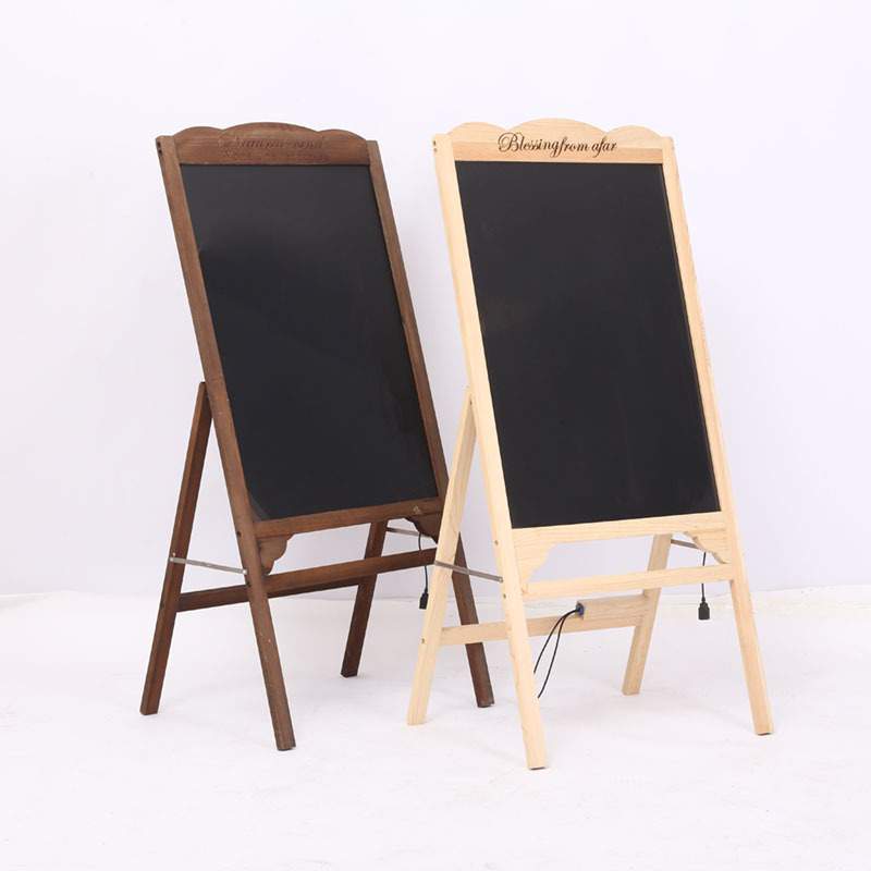 实木立式支架小黑板led荧光板商场吧台广告牌发光写字留言板展示