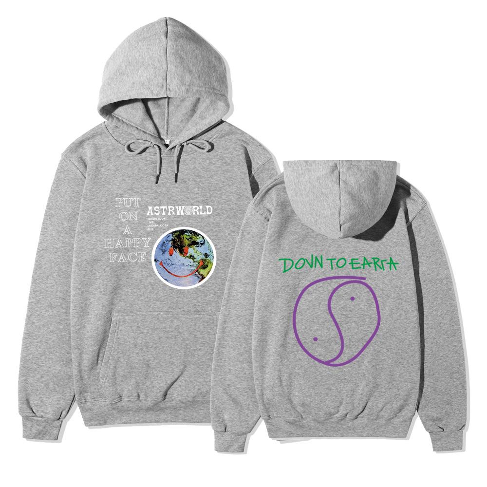 笑脸世界 travis scott astroworld 卫衣 时尚男女连帽套头衫外套