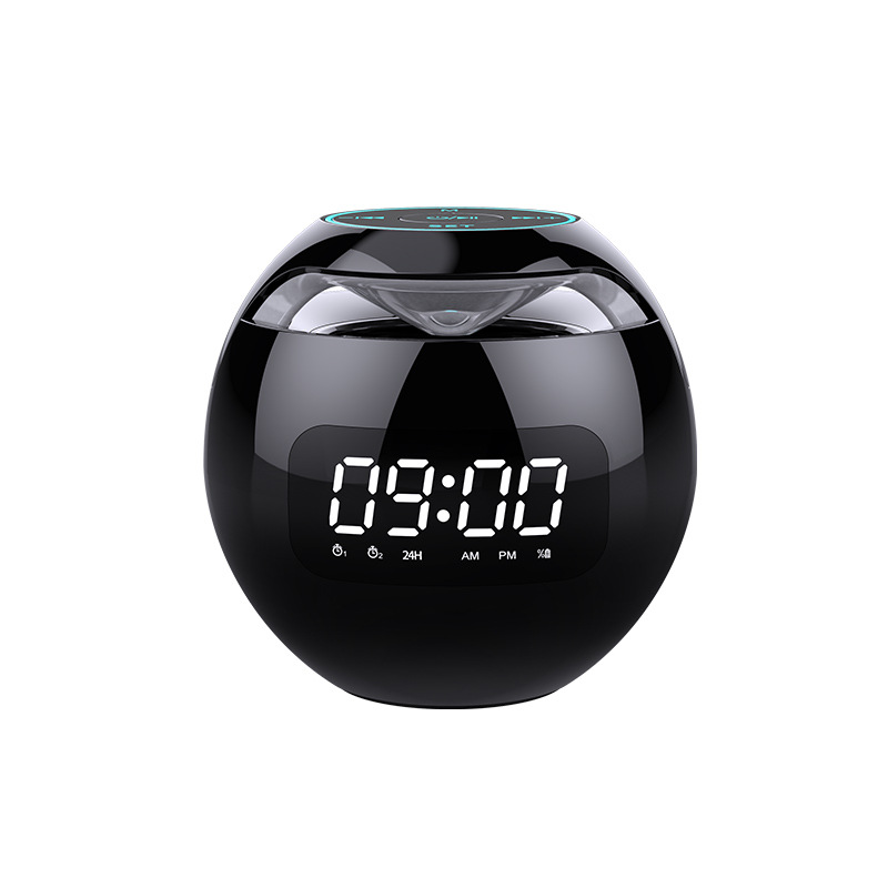 2021 New round Ball Bluetooth Alarm Clock Portable Mini Subwoofer Pluggable Radio Mini Speaker Sound Equipment for Cellphone